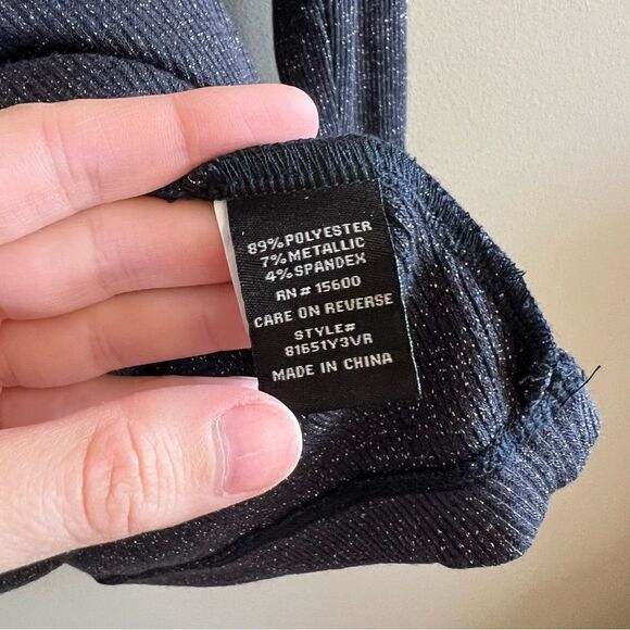 ✨ Violets & Roses Blue Metallic Night Sky Long Sleeve Top XS NWT - Picture 6 of 10